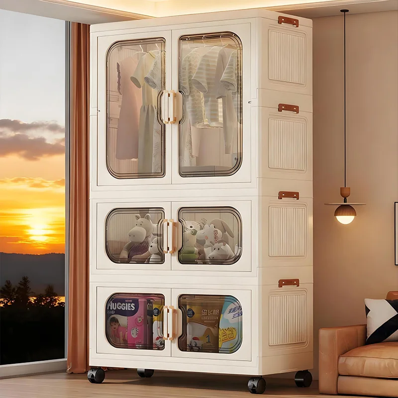 No-Install Foldable Baby Wardrobe – Multilayer Toy Storage Cabinet for Living Room & Bedroom, Space-Saving Clothes Organizer