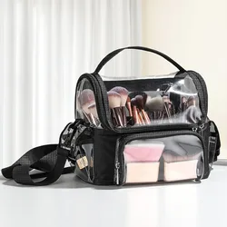 Bolsa de maquiagem feminina à prova d'água, transparente, para viagem, cosméticos, kit de maquiagem, bolsa organizadora de escova de higiene pessoal, maquiagem artística