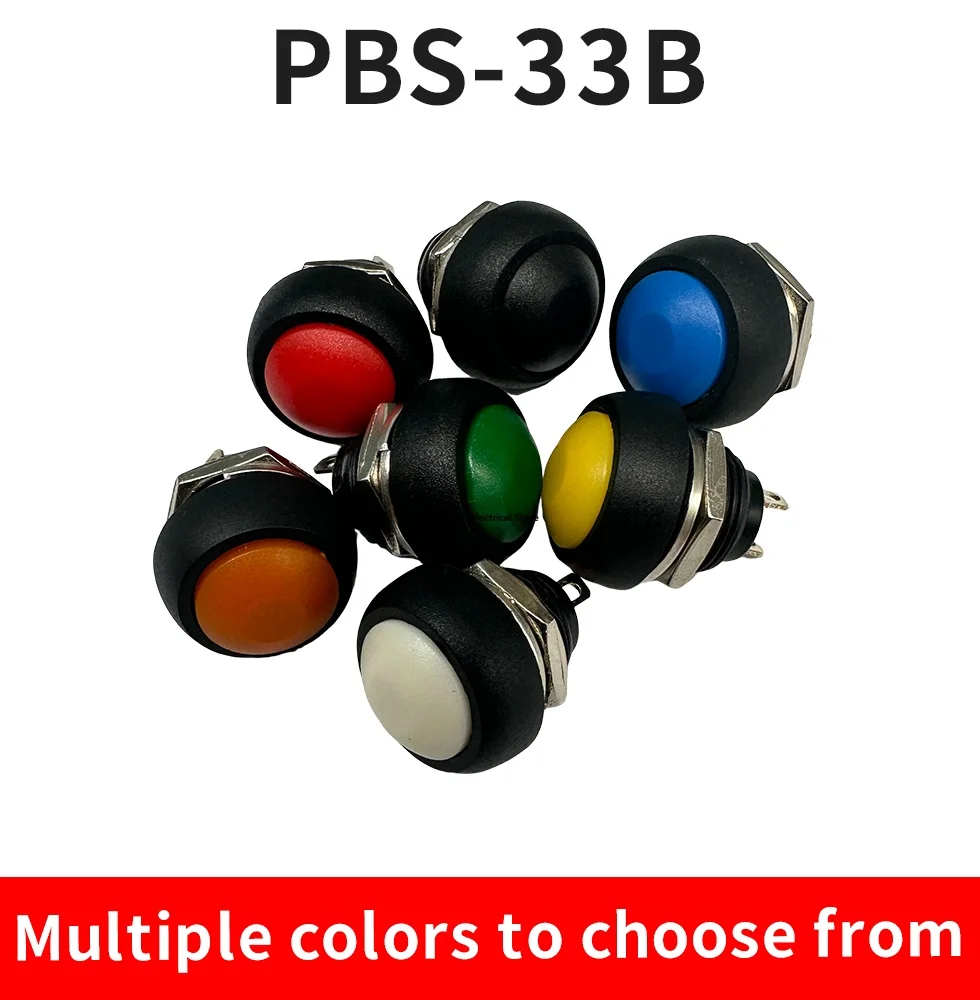 7Pcs PBS-33b 2Pin Mini Switch 12mm 12V 1A Waterproof momentary Push button Switch since the reset Non-locking