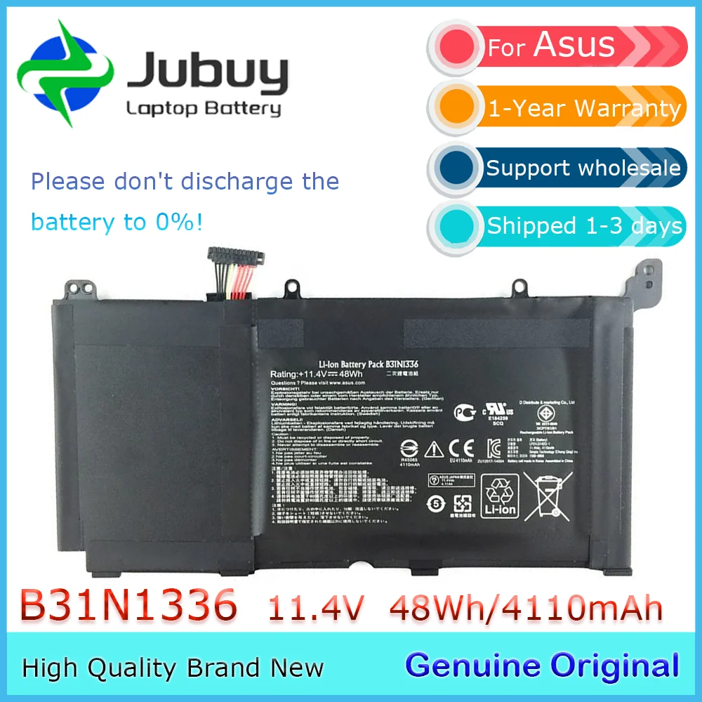 B31N1336 11.4V 48Wh Original Laptop Battery for Asus Vivobook S551 R533L R553LF K551L C31-S551