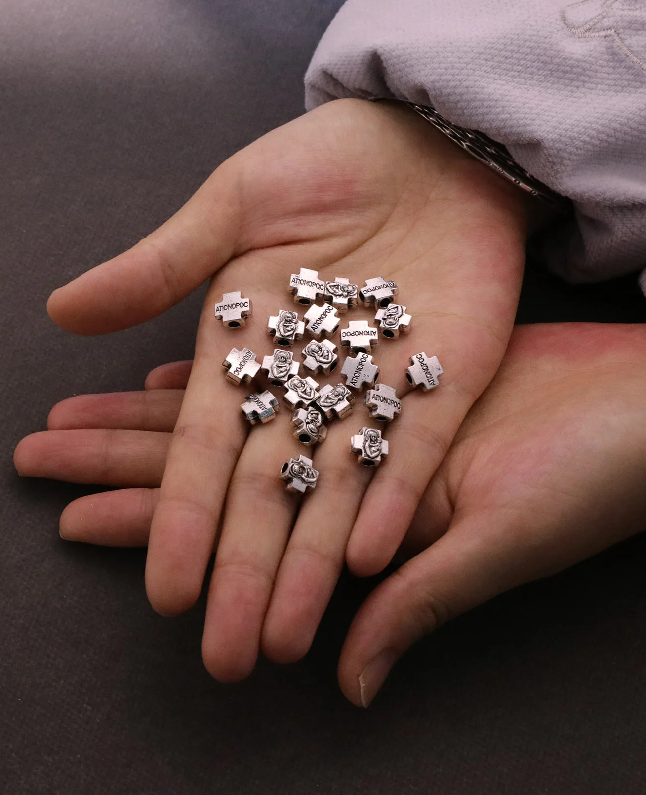 Cottvott 30 قطعة/الوحدة سيدة عقد الرضع يسوع الصليب خزر عازل DIY بها بنفسك الوردية أجزاء الكنيسة مجوهرات الدينية تذكار Accs #5