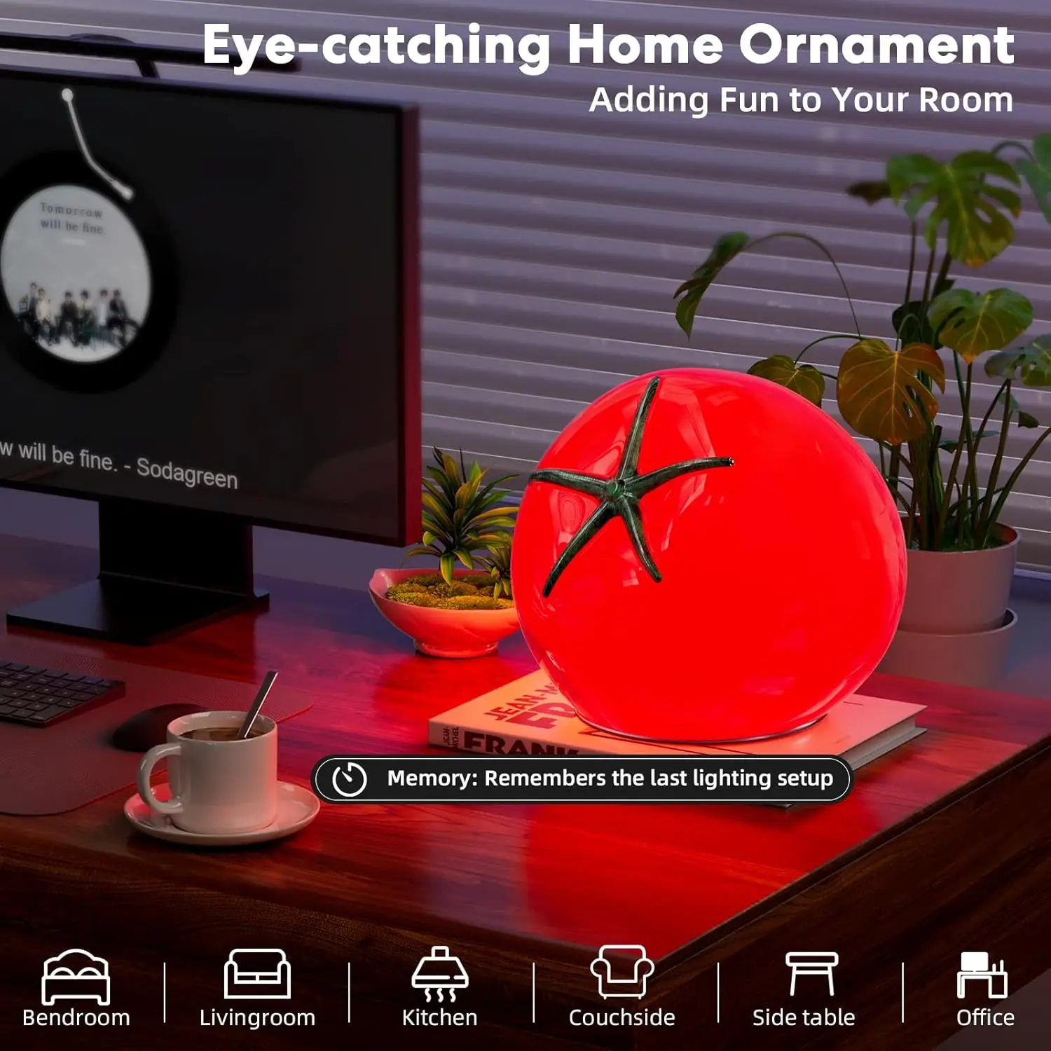 Modern European Design Tomato Light Emitting Diode Table Lamp Bedroom Bedside Simple Night Light Electric Atmosphere