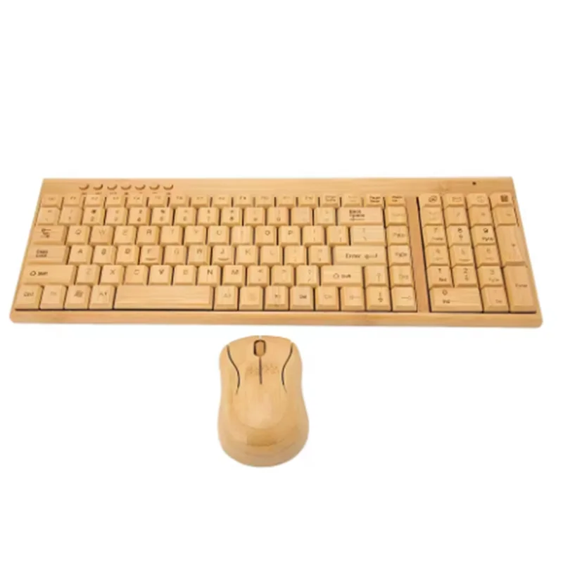 THIVN-Wireless Keyboard Mouse Bamboo Wood Computer Keyboard Bamboo Wireless Keyboard Andmouse