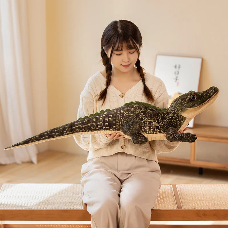 Peluche alligator de la vie réelle pour enfants, poupées de simulation de crocodile, oreiller Kawaii, cadeaux de Noël, animal, 100cm
