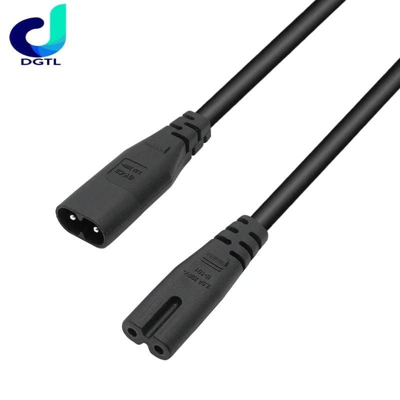 1PCS IEC 320 2-Pin C7 Female To C8 Male Figure 8 Power Adapter Extension Cable