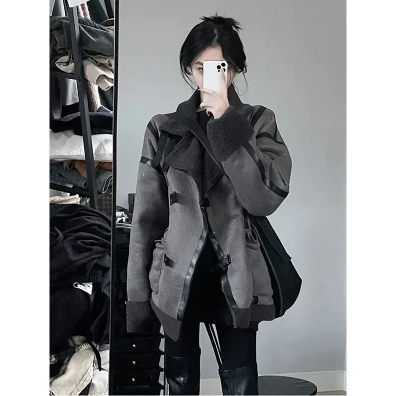 Fur and Fur One-piece Imitation Lamb fur Coat for Women in Autumn Winter 2024 New Loose Popular This Year's Popular Solid Color