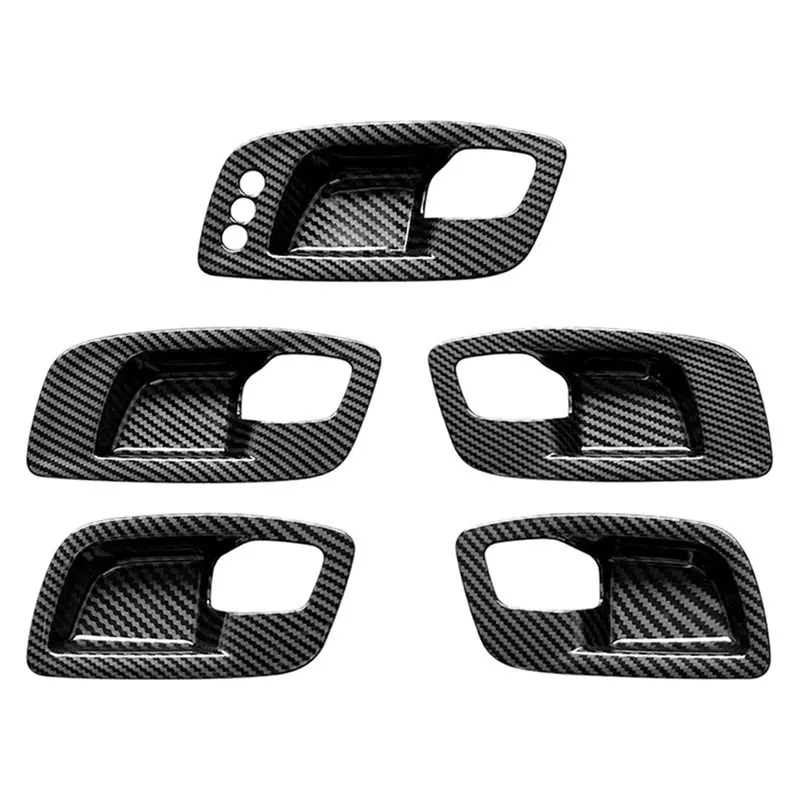

M46K-Car Inner Door Handle Anti-Scratch Decora Frame Cover Bowl For Dodge 2011-2021 Black Carbon Fiber