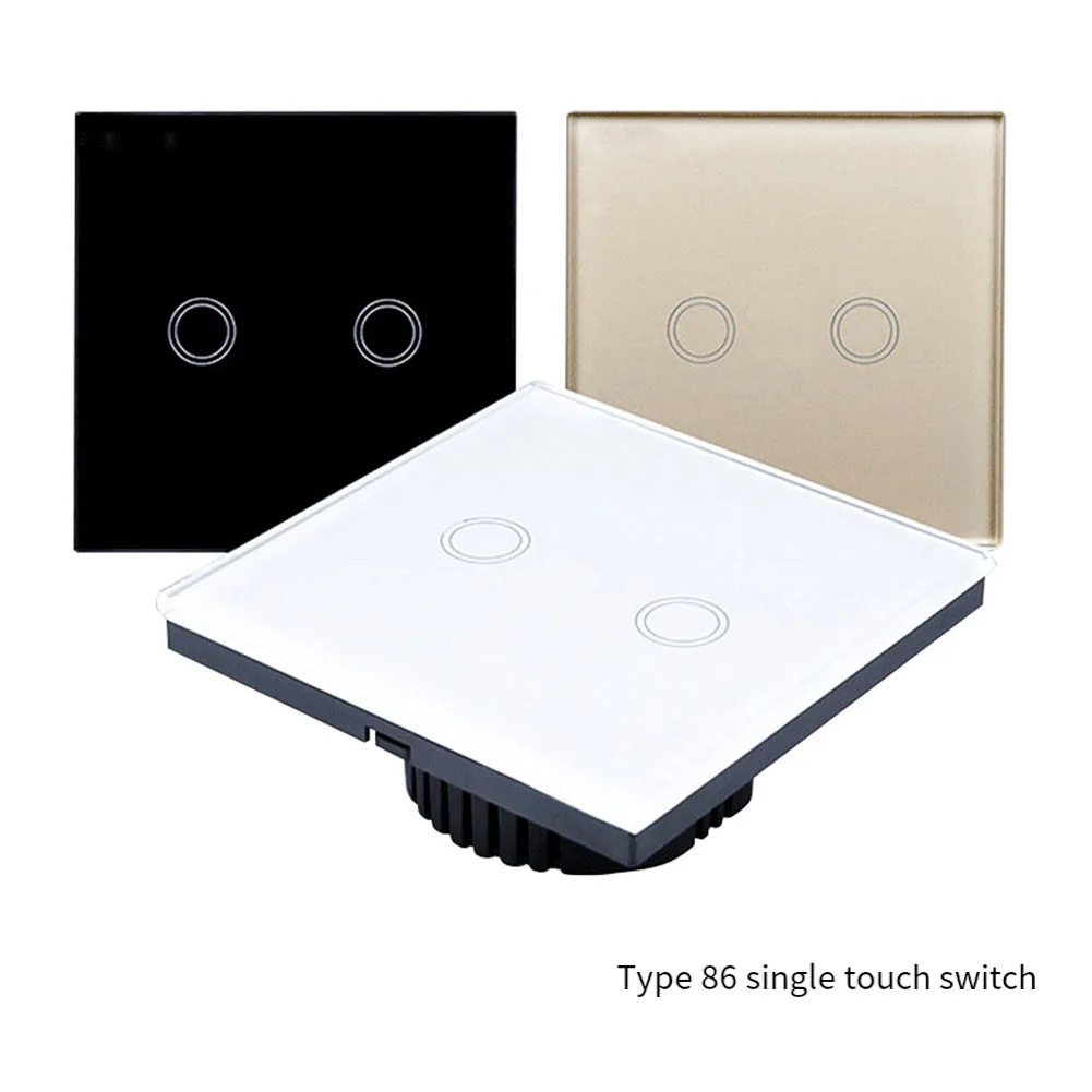 

2-Gang Touch Switch Touch Dimmer Switch Indoor Outdoor Use Waterproof Tempered Glass Panel Fire-Retardant Material