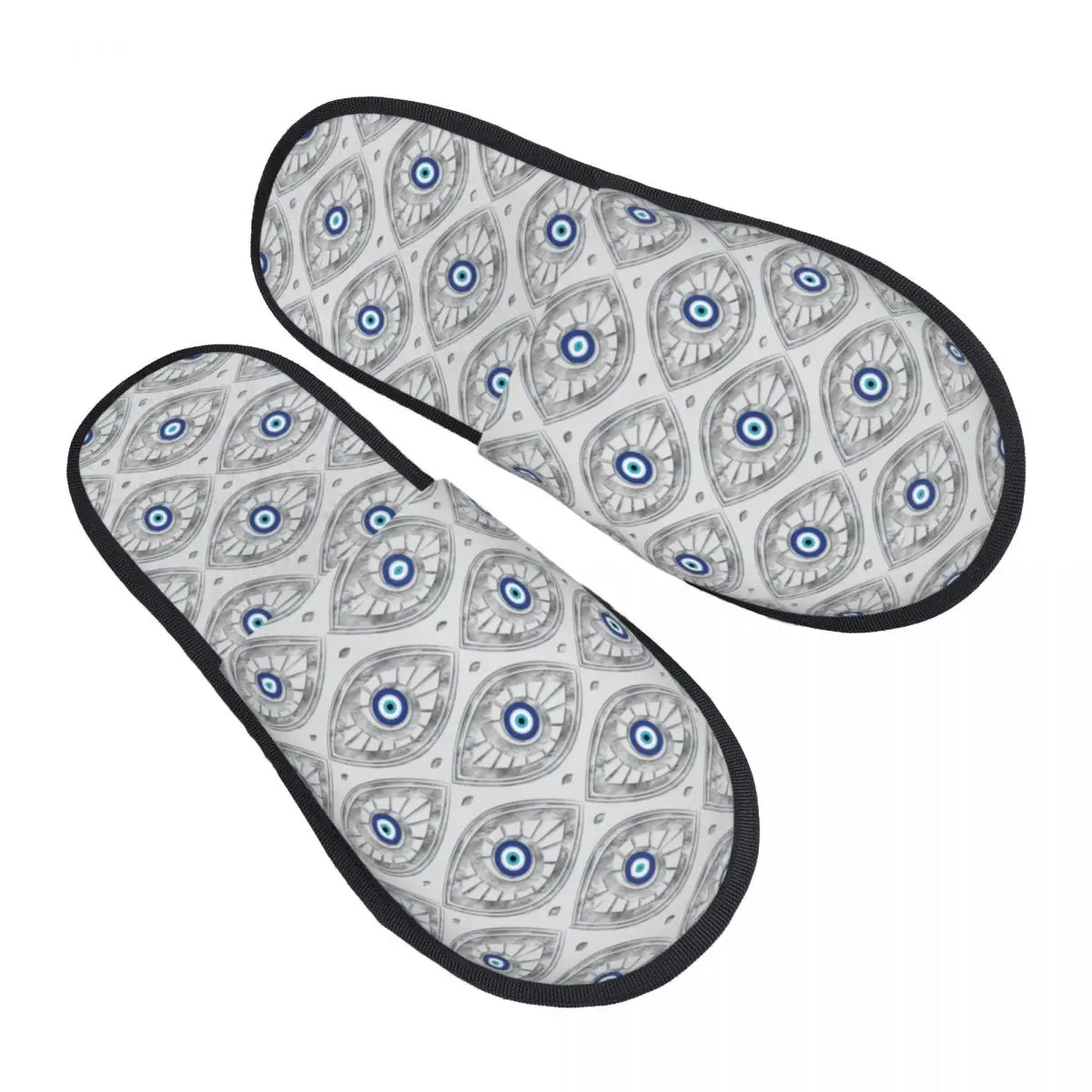 Custom Greek Mati Mataki Matiasma Evil Eye Pattern Memory Foam Slippers Women Soft Warm Charms Nazar Amulet House Slippers