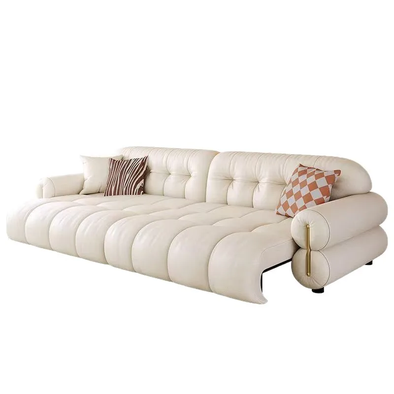 

French cream wind electric retractable zero against the wall cloud sofa electric bed leather dual-purpose function