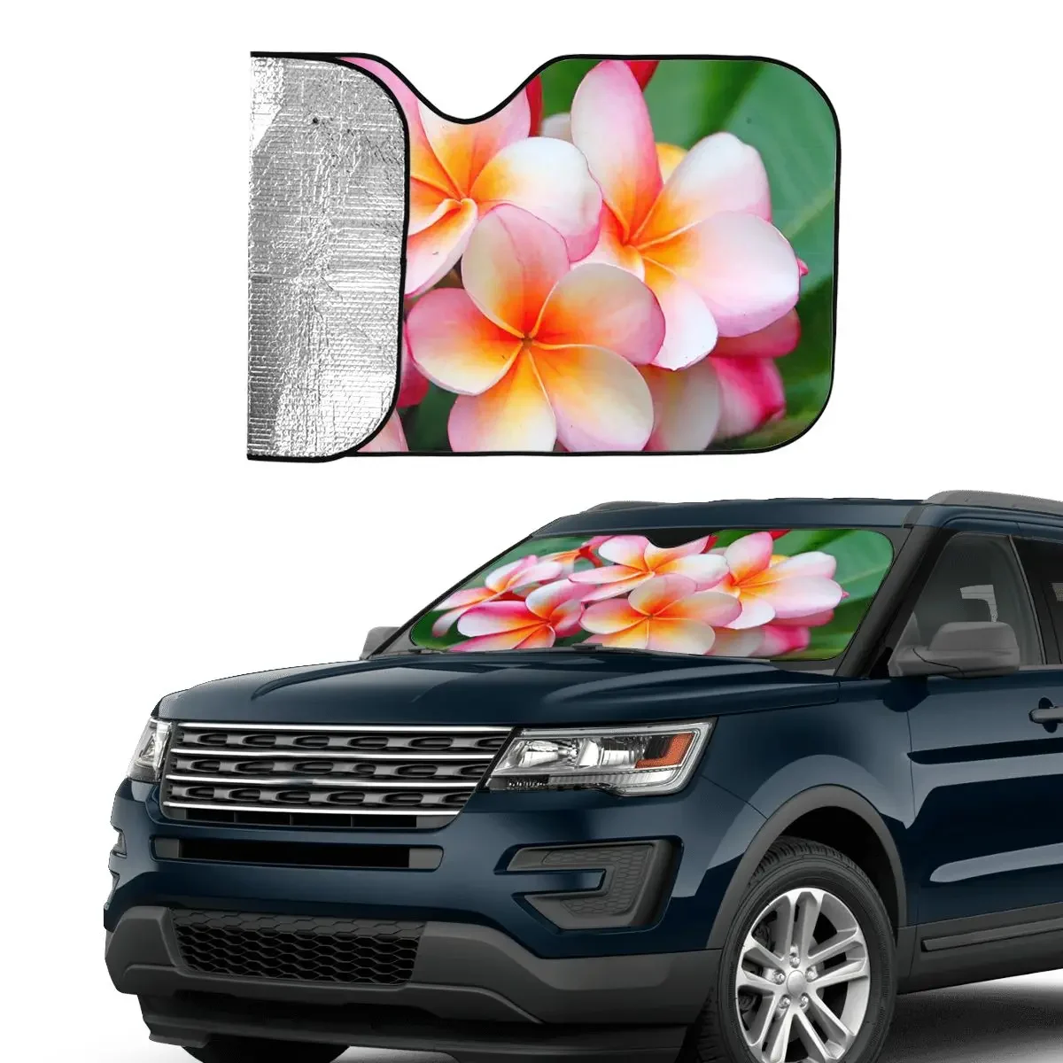 Plumeria Flower Windshield Sunshade Fashion Cover Front Block Window 76x140cm Sun Visor Car-styling