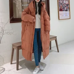 New Winter Hooded Puffer jacket Warm Women's brown Oversize cotton padded long coat Maxi Outwear Female snow wear