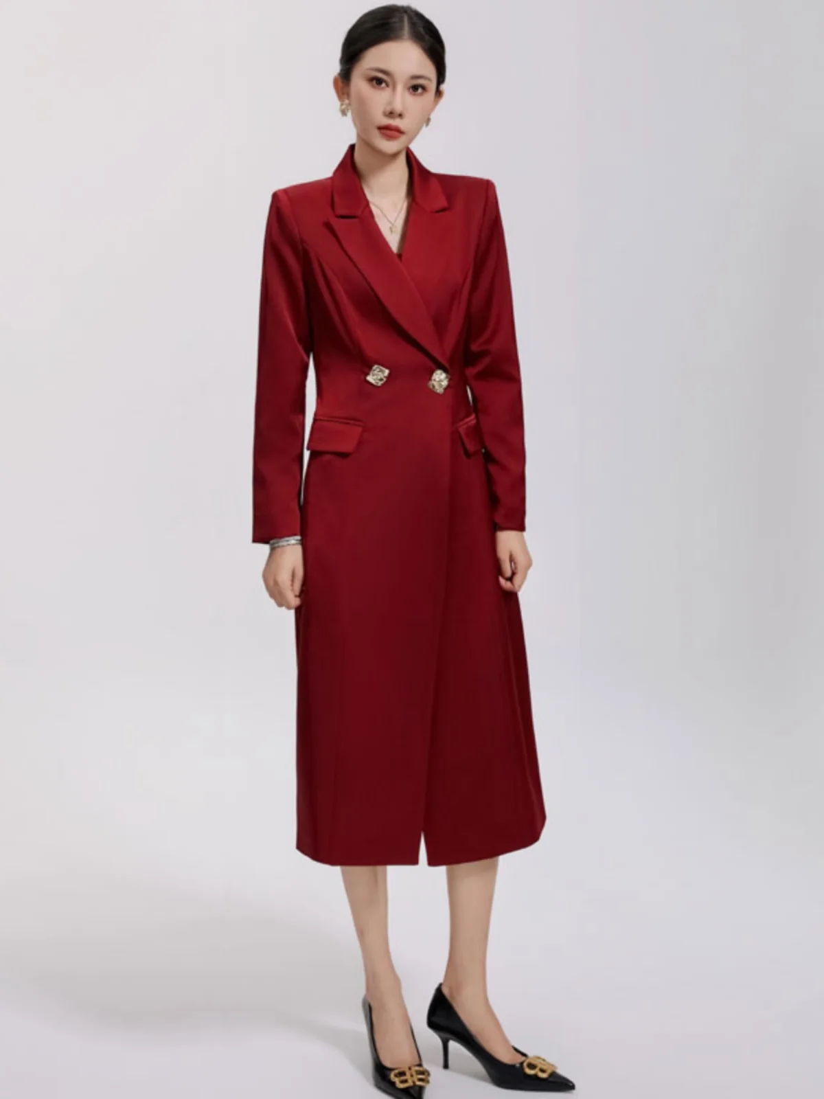 

European Goods 2024 Spring New High-End Double Breasted Elegant Trench Coat Women OL Fashion Temperament Loose Midi Jackets