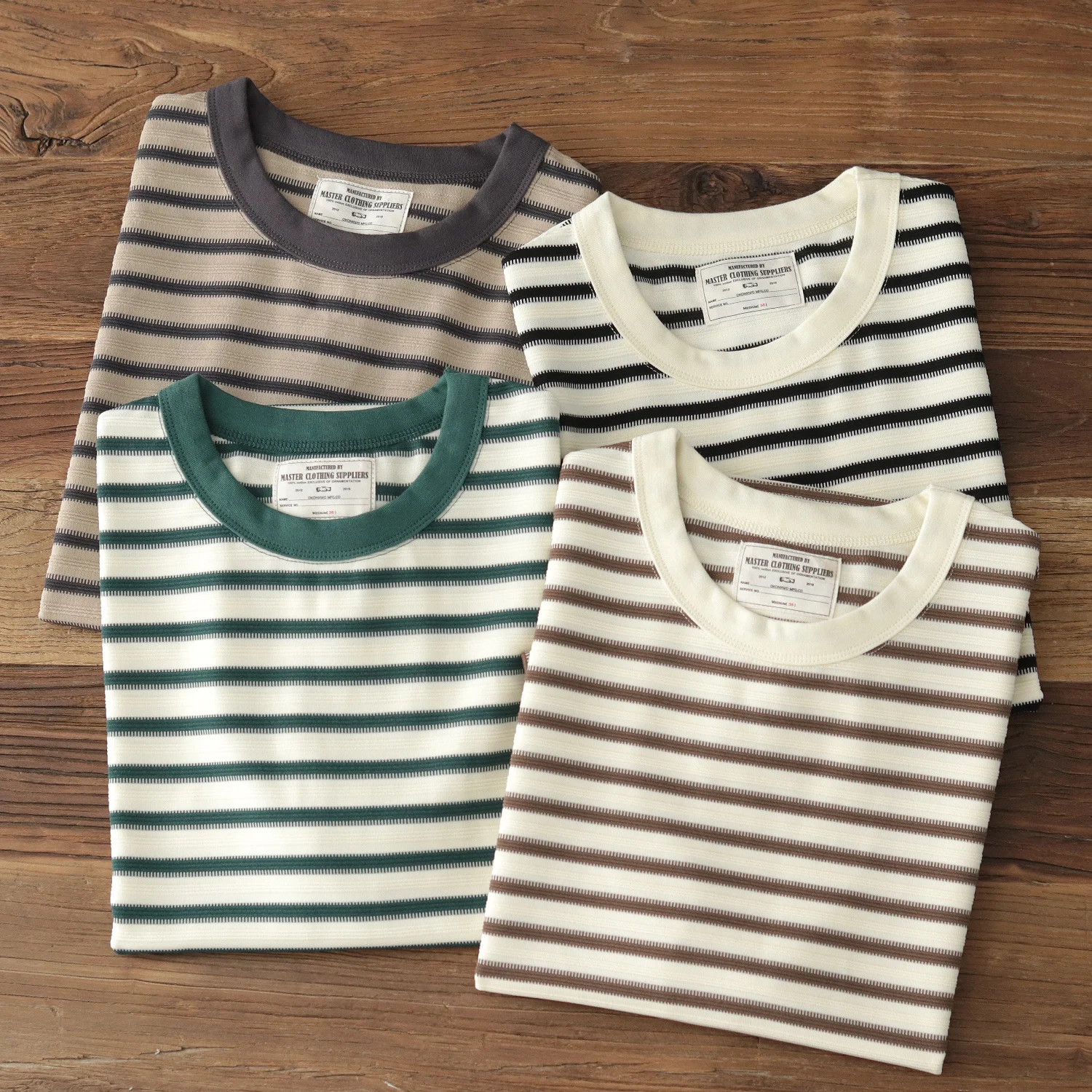 Striped T-shirt short-sleeved men summer American retro casual contrast brown black and white casual base shirt shirt men