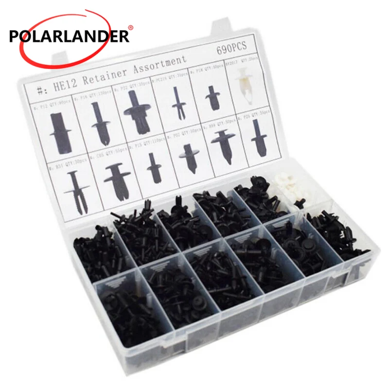 

690Pcs/Set Auto Body Trim Clips Kit - Plastic Push Pin Rivet Fasteners with Screwdriver for Car Interior Accessories