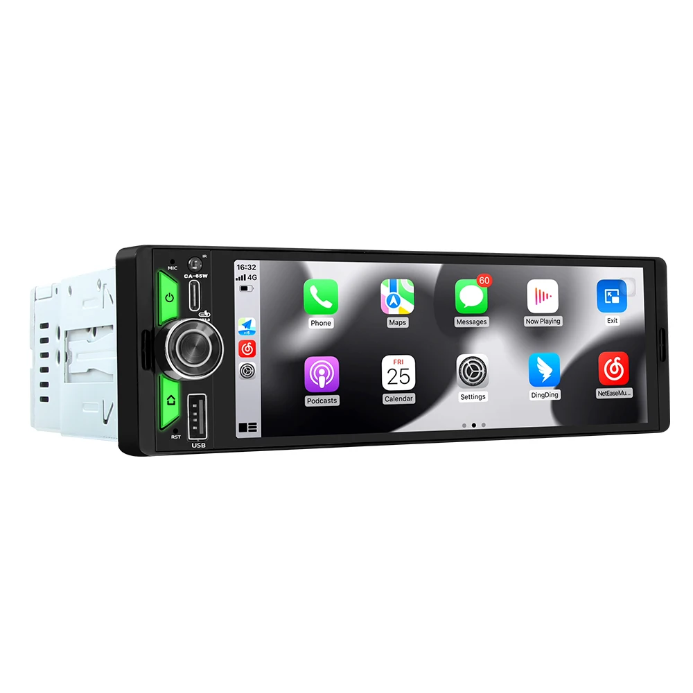 TFT-scherm 6,5 inch 1Din draadloze Carplay Android Auto autoradio MP5-speler Stereo Bluetooth FM AM RDS DSP Type-C PD3.0 Charge - afbeelding 2