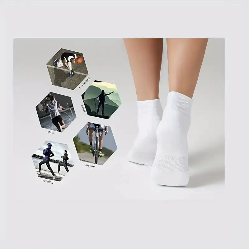 3쌍 남성용 쿠션 운동 양말 - 강화된 발 뒤꿈치와 발가락이 있는 통기성 수분 흡수 러닝 양말