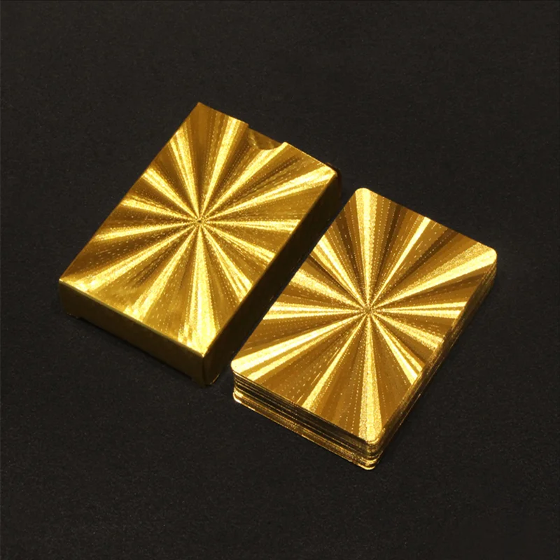 24K الذهب أوراق اللعب لعبة البوكر سطح السفينة الذهب احباط بوكر مجموعة البلاستيك بطاقة سحرية بطاقات مقاومة للماء #2