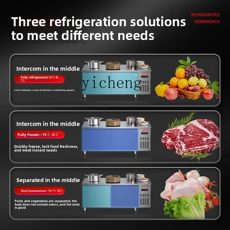 Congelador comercial TQH, congelador plano, banco de trabajo refrigerado, congelador refrigerado, té de la leche, barra de agua, mostrador, cocina fresca