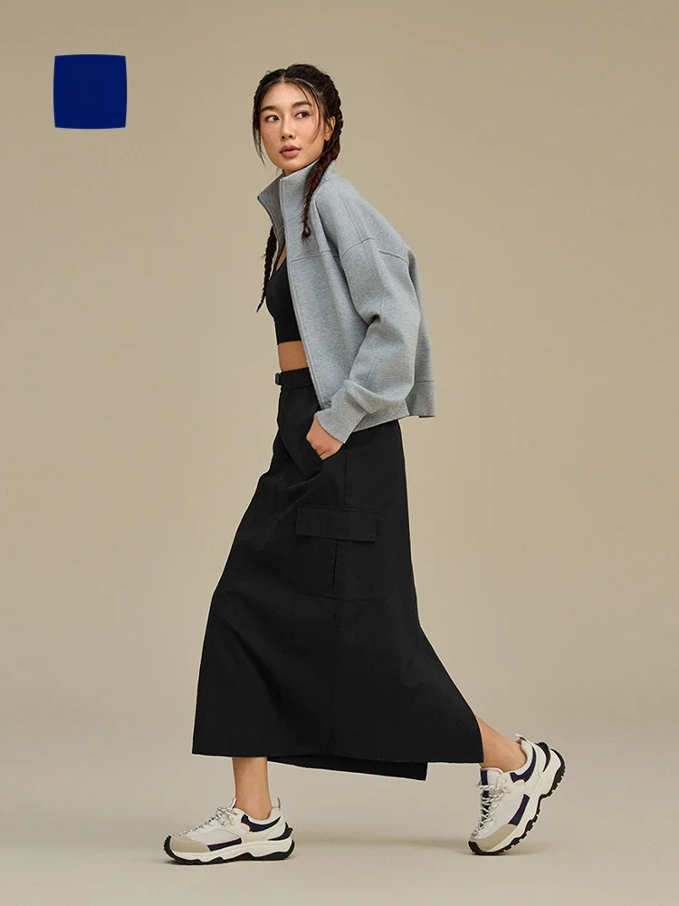 

Свободная спортивная юбка с эластичным поясом, женская повседневная юбка из хлопка и нейлона, миди-юбка А-силуэта со средней талией