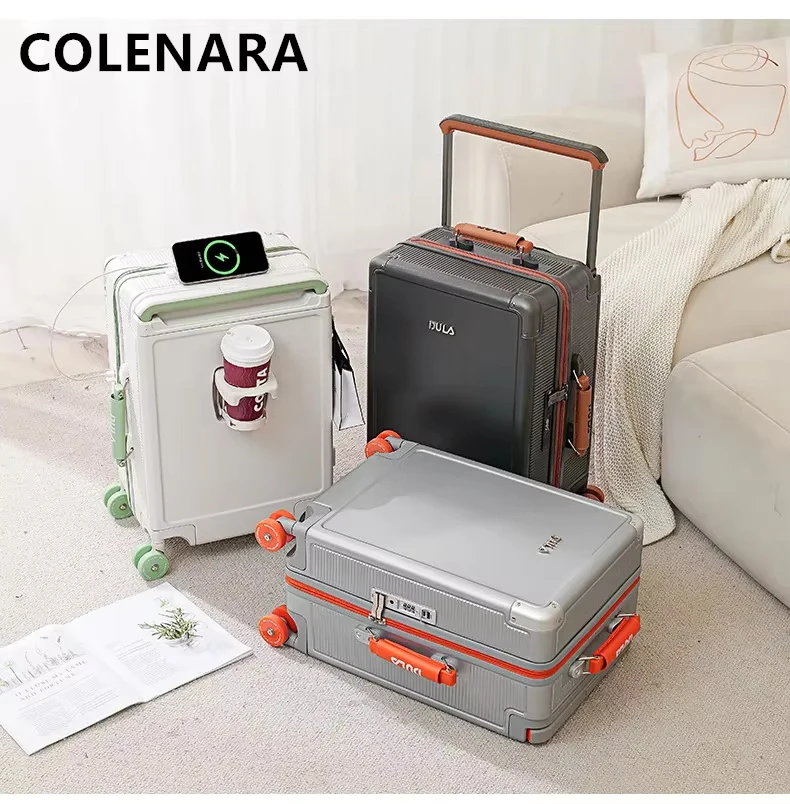 COLENARA maleta de alta calidad ABS + caja de embarque de PC 20 "24" 26 pulgadas bolsas con ruedas de gran capacidad para hombres equipaje de viaje de mano