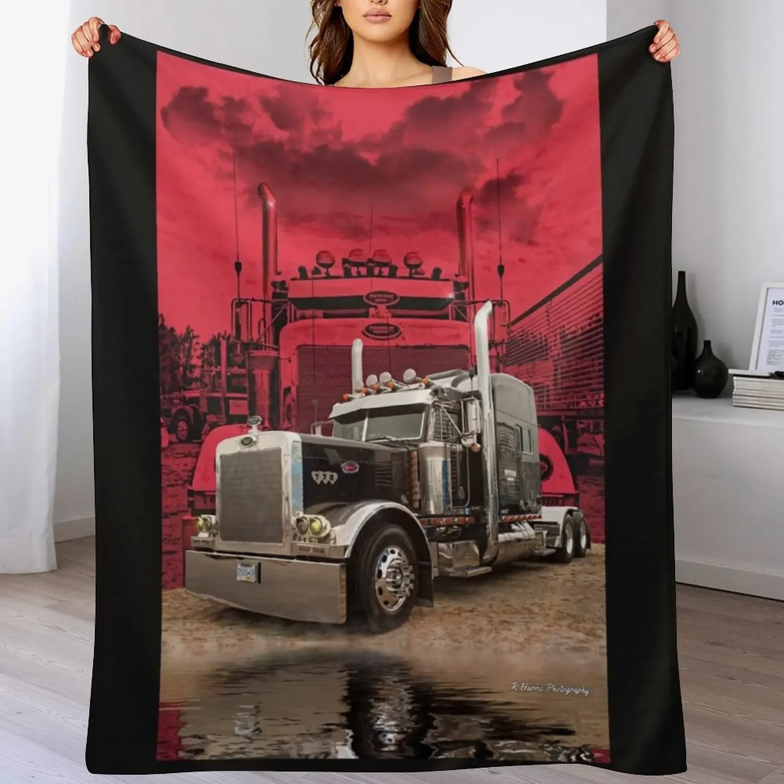 

Peterbilt with Red Peterbilt background Throw Blanket Thins Hairys Giant Sofa Blankets For Baby Blankets