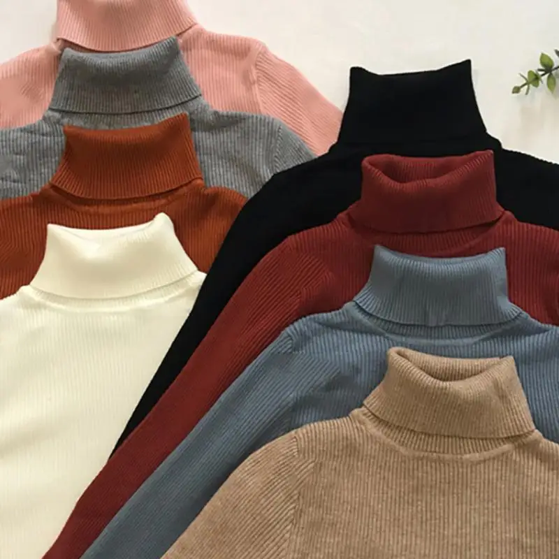 New High Neck Sweater for Women Autumn Winter Loose Fashionable Slim Fit Pullover Sweater Women's Inner Layer Thick Sweater ﻿