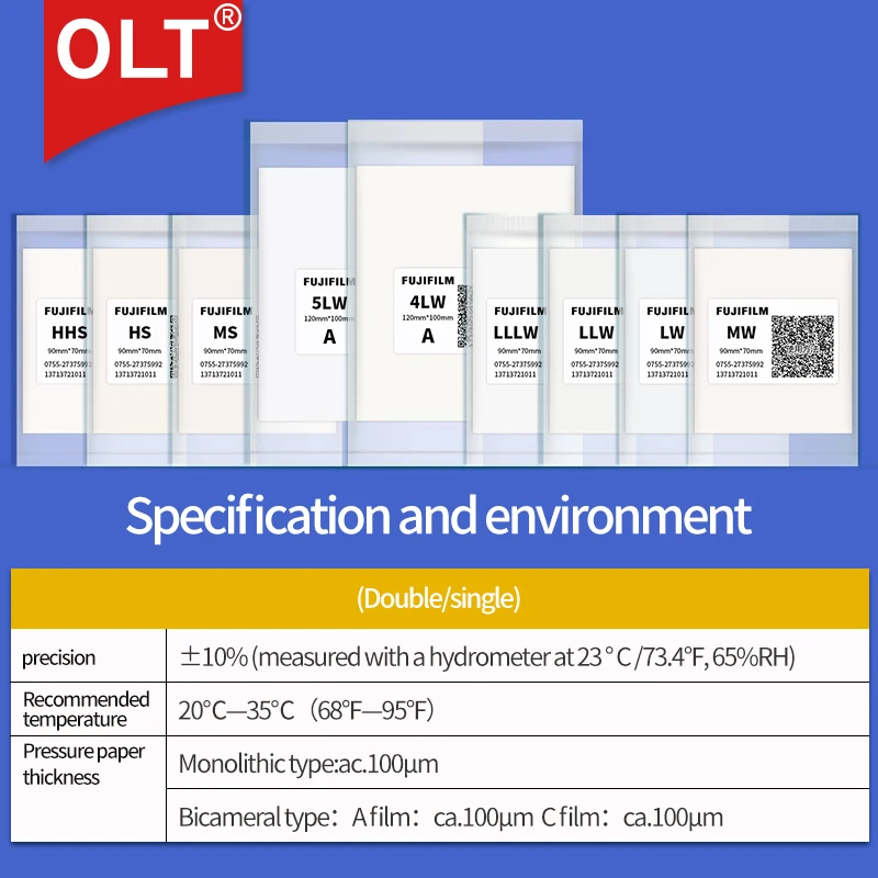 Fuji Pressure measurement film LLLW LLW LW MS MW HS HHS 4LW 5LW FUJIFILM pressure-sensitive paper Sample Test Kit