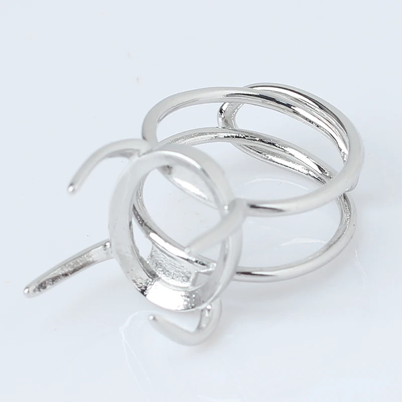 

5Pcs Adjustable Open Ring Blank 4 Prongs Setting Large Size For DIY Jewelry Making Gemstone Cabochon Mounting