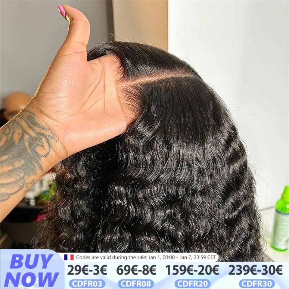 5x5 Glueless Deep Wave Ready to Wear Lace Clousure Wig Human Hair Pre Plucked 6x4 Curly Brazilian Transparent Lace Frontal Wigs