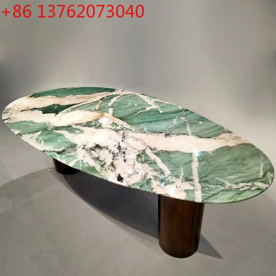 

Designer Modern Light Luxury Tiffany Green Dining Table Villa Large Flat Floor 2025