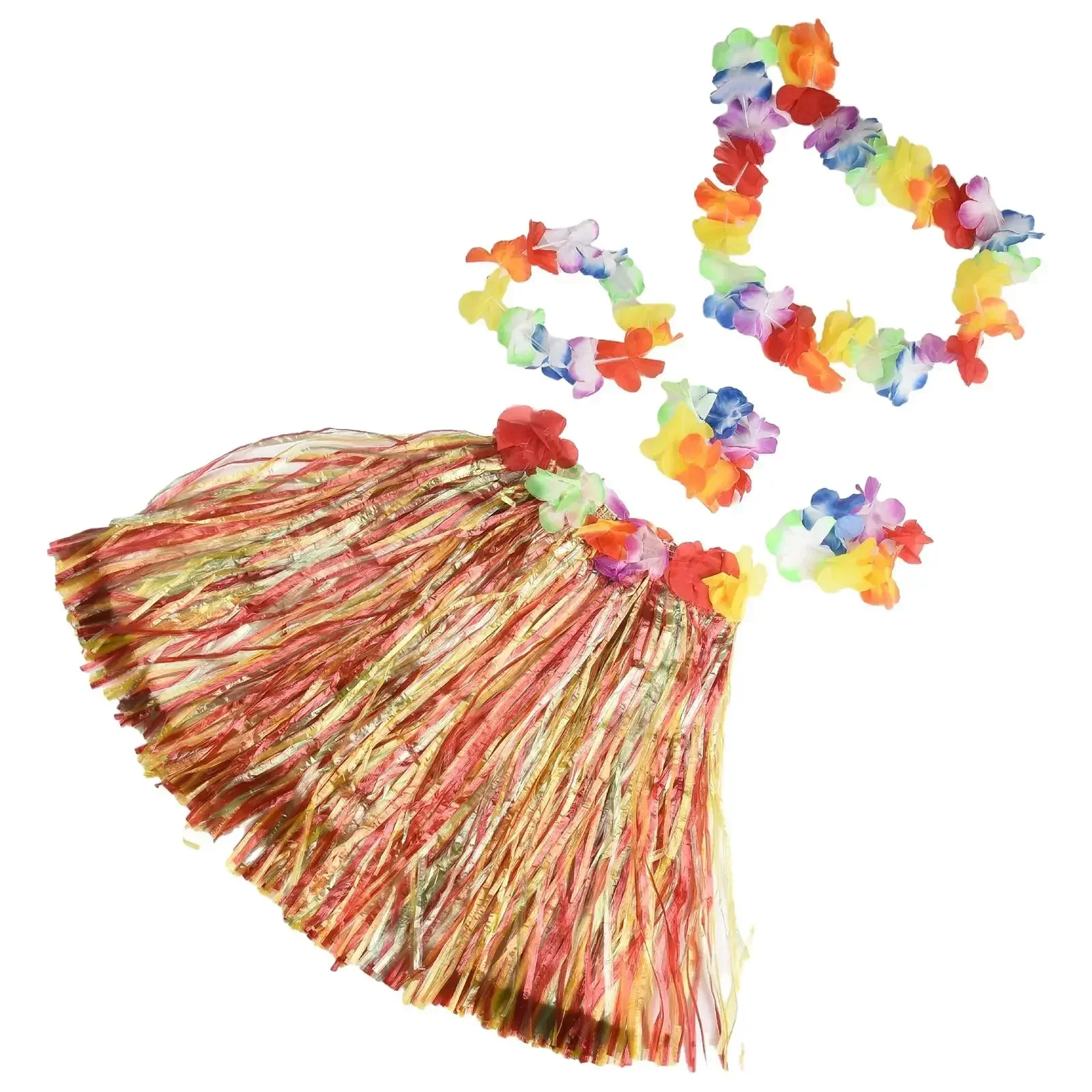 Costume Grass Skirt Plastic Decoration Holiday Playing Flower Wristband Garland Fancy Suit Kids Lei Useful Suitable