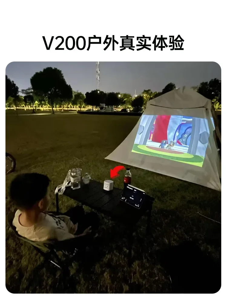 โปรเจ็คเตอร์ขนาดเล็กความละเอียดสูงพิเศษใช้ในครัวเรือนชาร์จแบบพกพาได้โปรเจ็คเตอร์ขนาดเล็กตั้งแคมป์กลางแจ้งห้องนอนแบตเตอรี่ในตัว