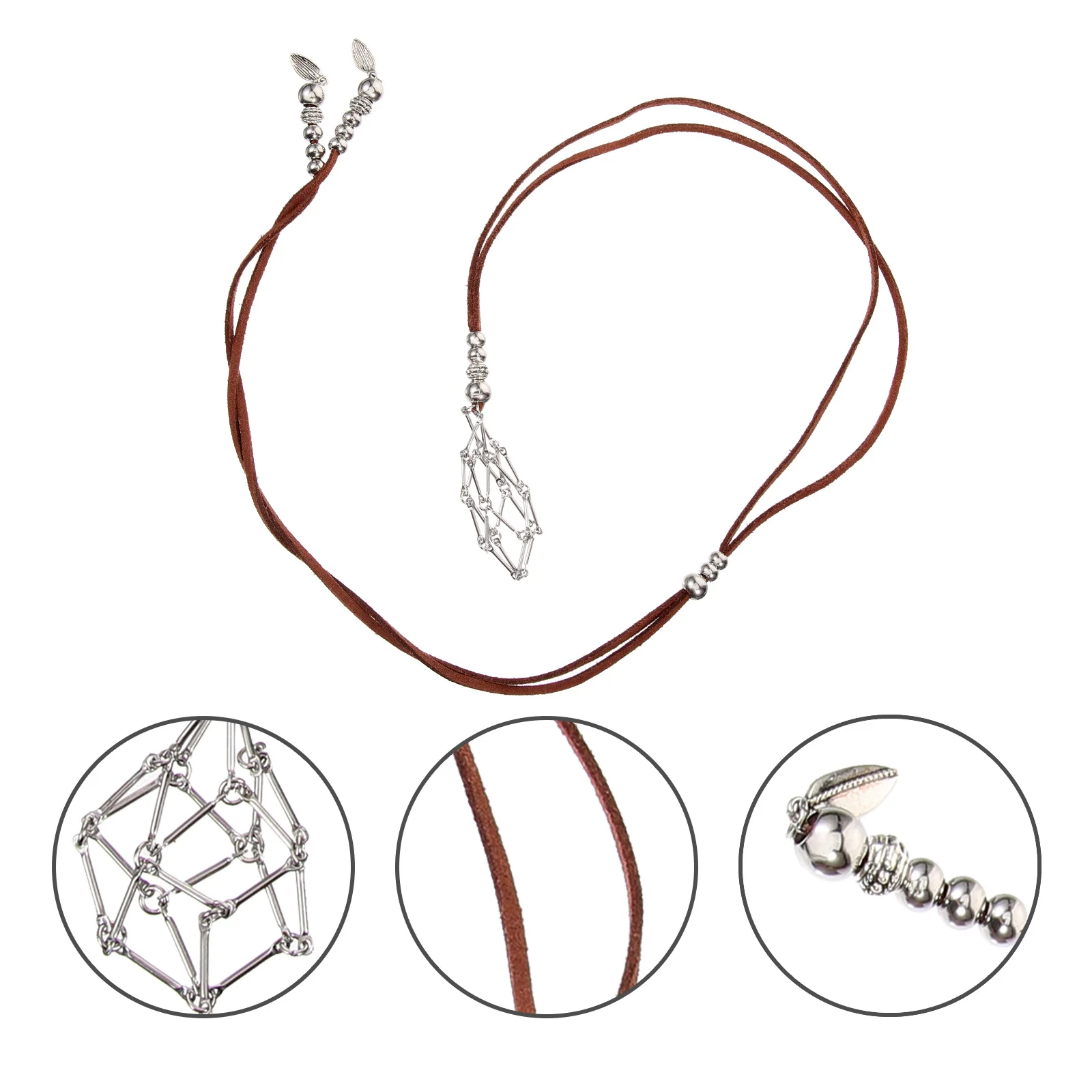 

1pcs Crystal Holder Necklaces Empty Stone Holder Adjustable Rope Cord For Diy Gemstone Necklace Metal Chain Hand-Woven