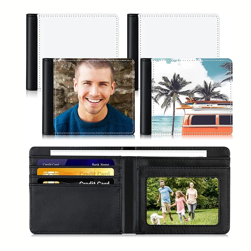 

A14G-4Pcs Sublimation Wallet Blank Heat Transfer Sublimation Wallets Bank Card Holder for Men Gift Office Travel Work Supply