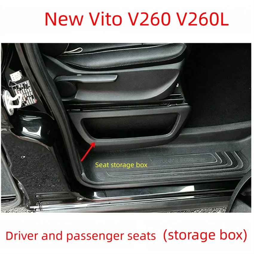 2pcs Seat Gap Side Storage Water Hold Box for Mercedes-BENZ V Class Vito W447 Viano 2016/2026 Interior Accessories