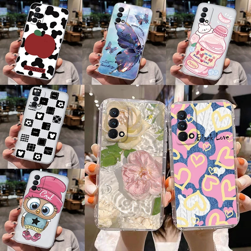 เคสโทรศัพท์ลายแมวรักดอกไม้ผีเสื้อสำหรับ Realme 11 11X C55 C67 9 8 10 Pro PLUS GT NEO 3T GT Master GT2 8 5G ปลอกซิลิโคน