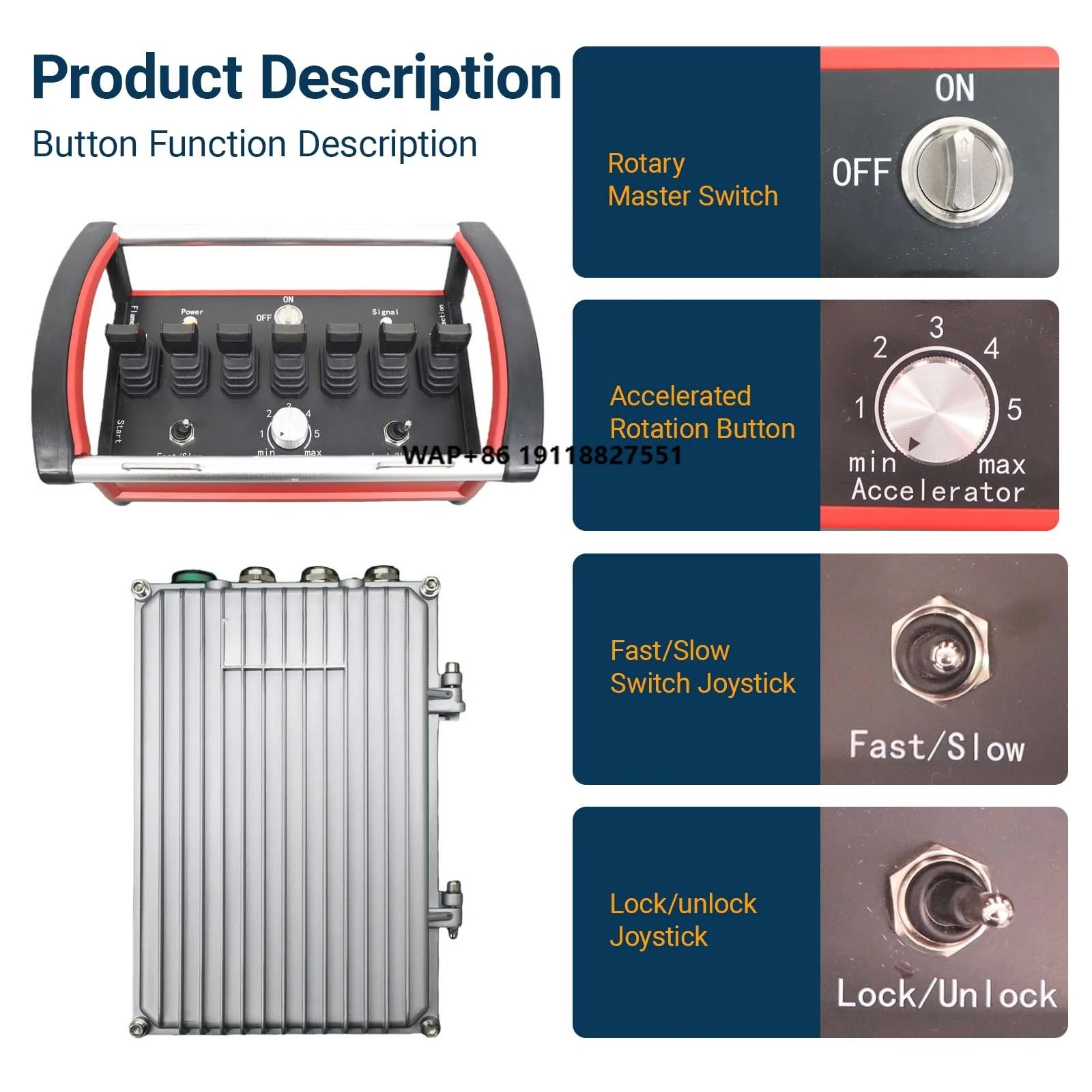 

Auto-frequency Anti-interference Industrial Remote 7 Functions Hydraulic Proportional High Durability Equipment