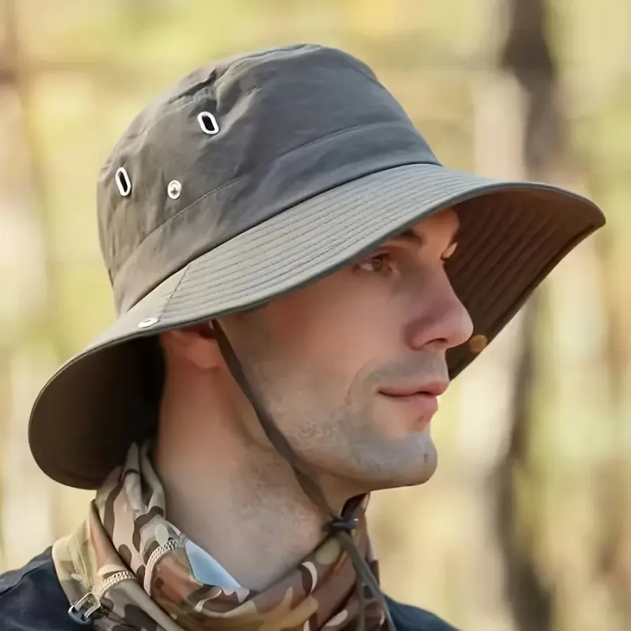 Hiking outdoor hat, new unisex hiking visor bucket hat, outdoor quick-drying drawstring hat, travel outdoor bucket hat, fishing