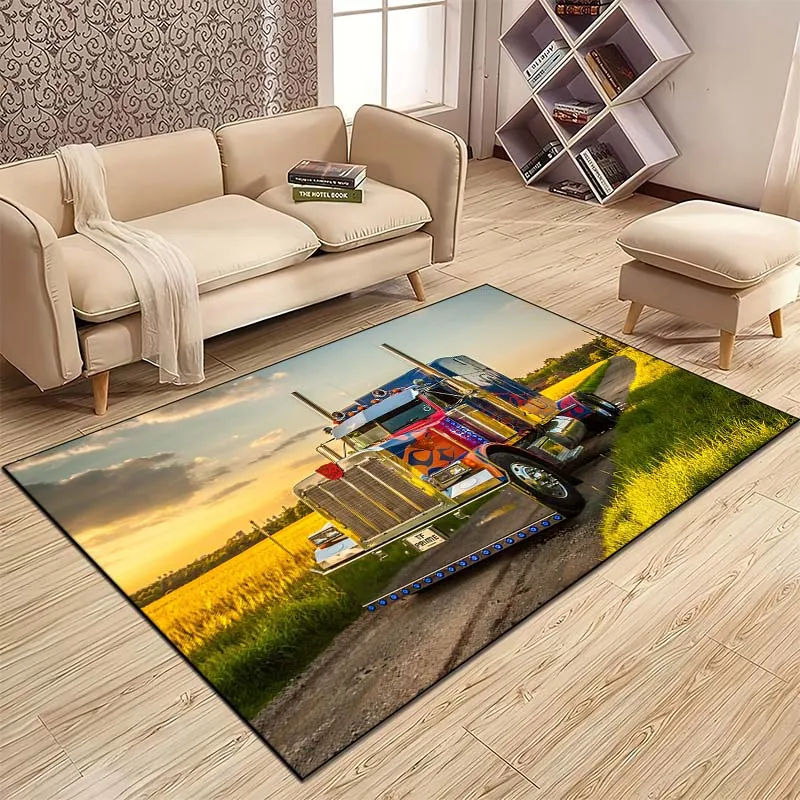 15 Sizes Big Truck Pattern Carpet for Living Room, Bedroom, Bathroom, Foot Mat, Children's Room, Hotel Carpet Rug Home Decor