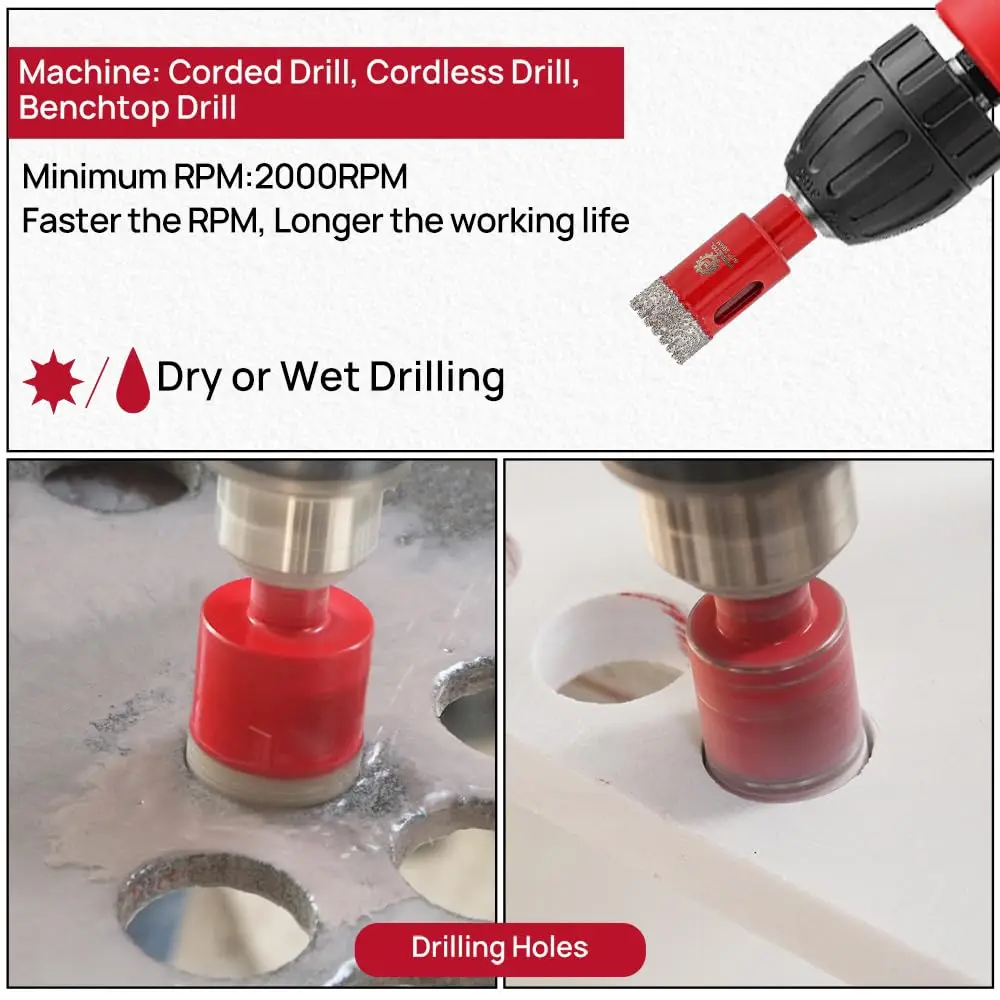 FOCSTOL Diamond Drill Core Bit Hole Saw Drill for Tile Ceramic Granite Marble 2pcs Set Diamond Drilling Bit