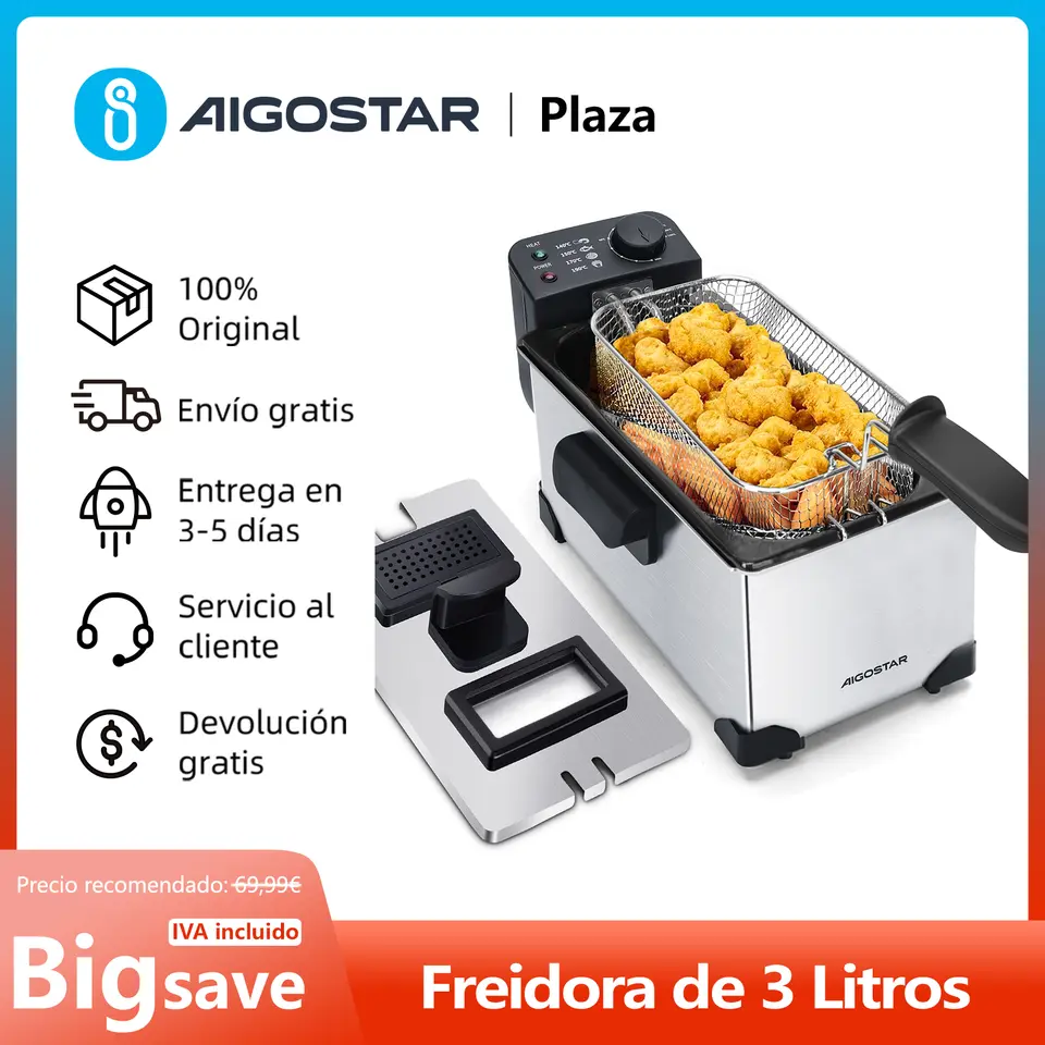 FREIDORA DE 3L CON TAPA CON VENTANA