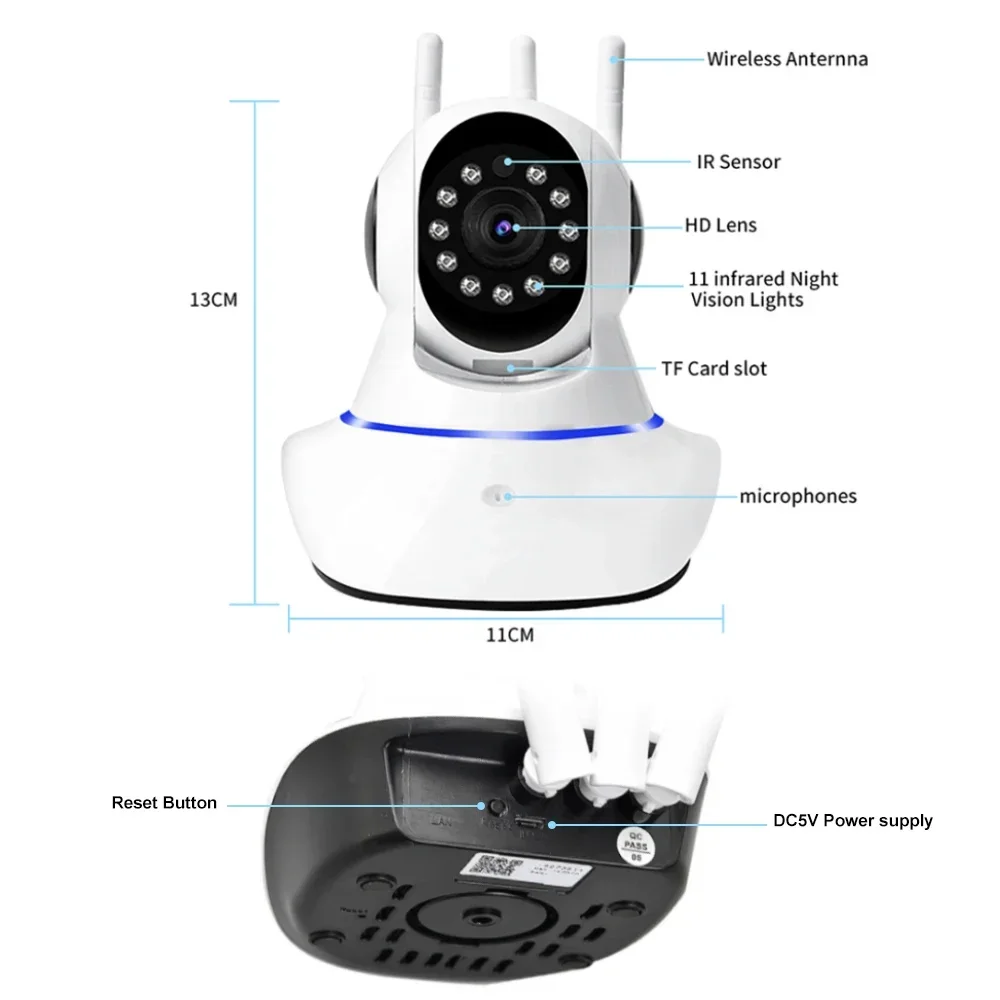 1080P Wifi PTZ Camera Wireless Two-way Audio Night Vision App Remote Viewing Recorder Surveillance CCTV IP Cameras Baby Monitor