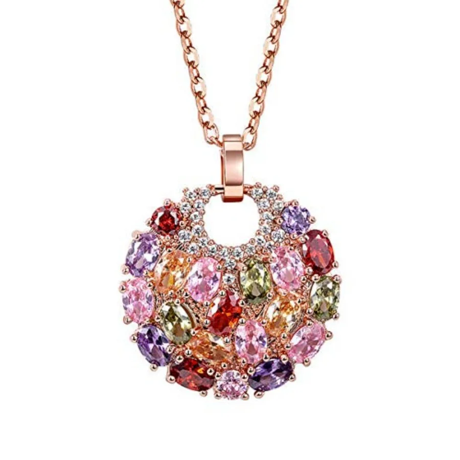 

Merdia Crystal ized Cubic Zirconia Laminated Flower Pendant Necklace with 17.32+1.96 in Extender Chain for Women Necklace exten