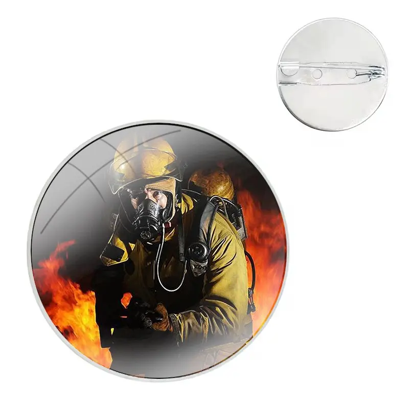 Firefighter Heroes Fireman Pin Icons Brooch Jewelry Accessories Design