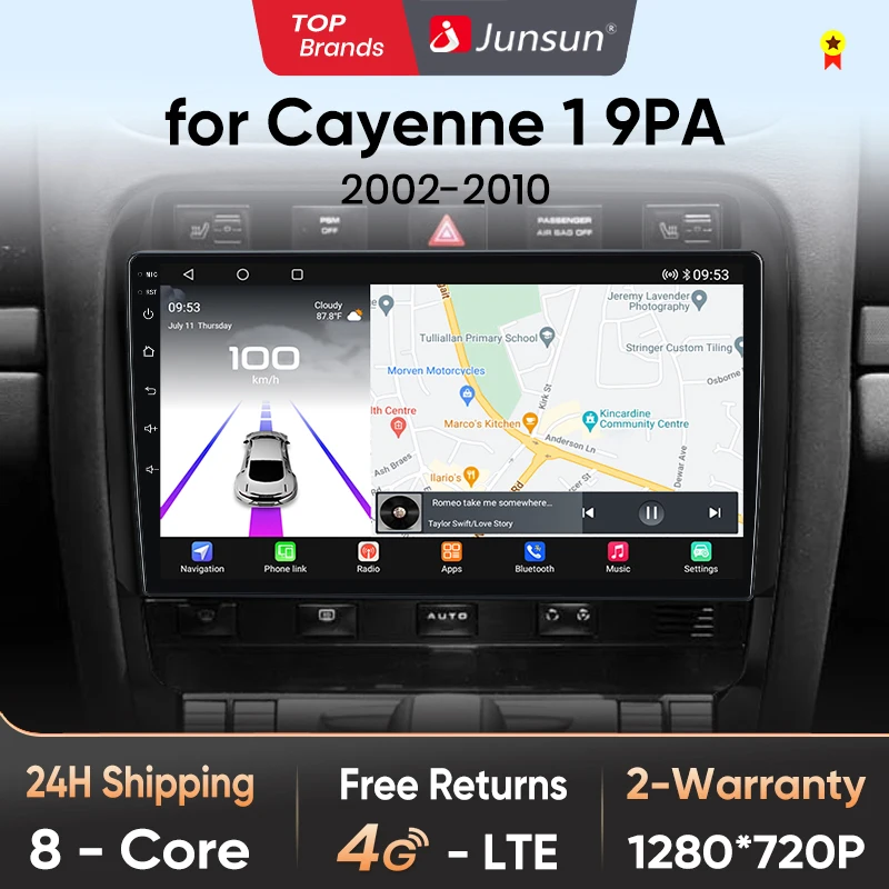 Junsun Qualcomm chip 8-Core Android13 Auto Radio Für Porsche Cayenne 1 9PA 2002-2010 Drahtlose