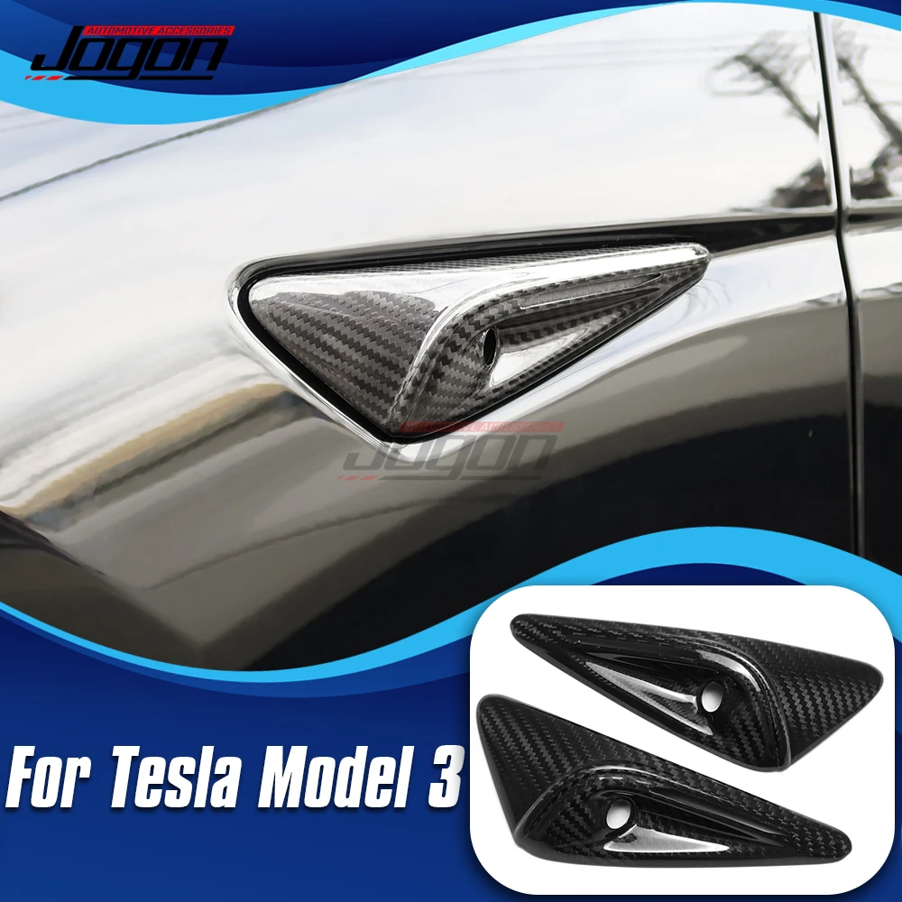 

For Tesla Model 3 2023 2024 Car Side Marker Turn Signal Cover Camera Fender Overlay Real Carbon Fiber Car Exterior Accessories