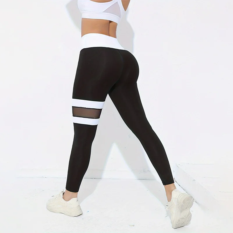 Colorblocked High Waist Yoga Pants Leggings for Women Tummy Control Workout Leggings for Women