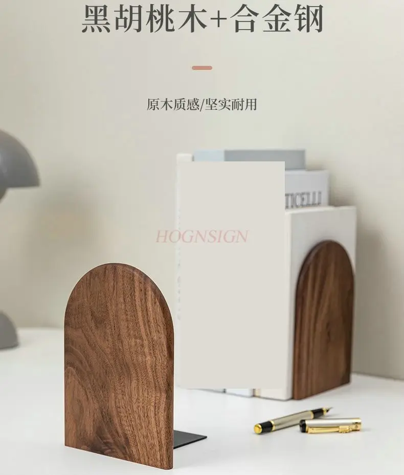 1pcs Solid wood bookshelf with anti fall design, simple and extendable desktop book storage clip