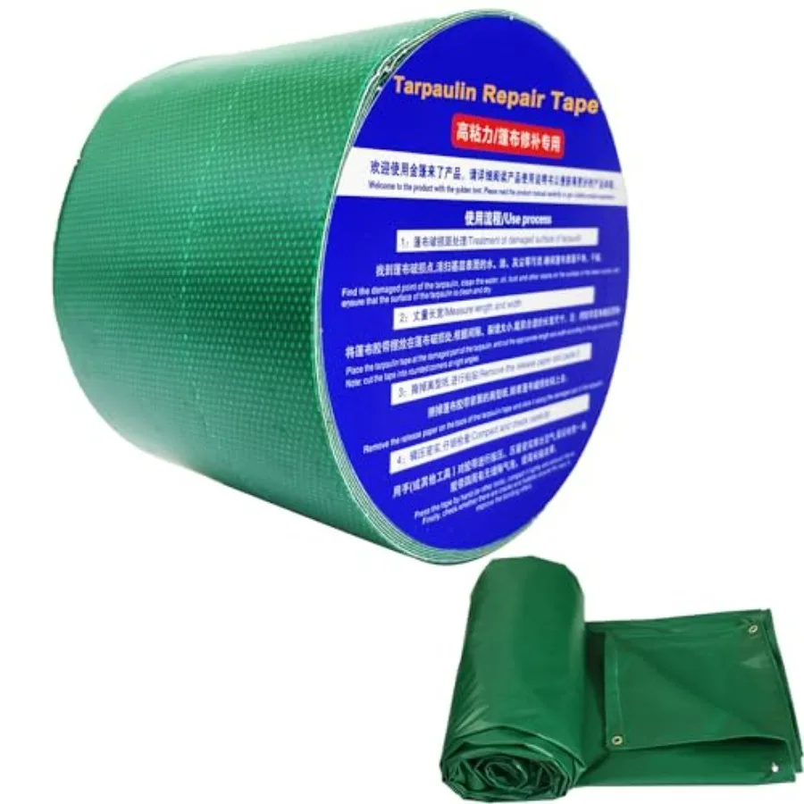 

High Adhesive Tarpaulin Repair Tape, Tear Resistance Tent Tarp Repair Patch, Waterproof Heavy Duty Canvas Tarp Repair Tape for